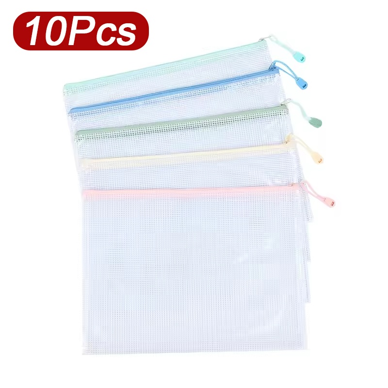 Office Stationery And Supply - 5-30個入り ドキュメントジッパーメッシュバッグ フォルダーファイルポーチ A4用紙オーガナイザー A4 A5収納バッグ