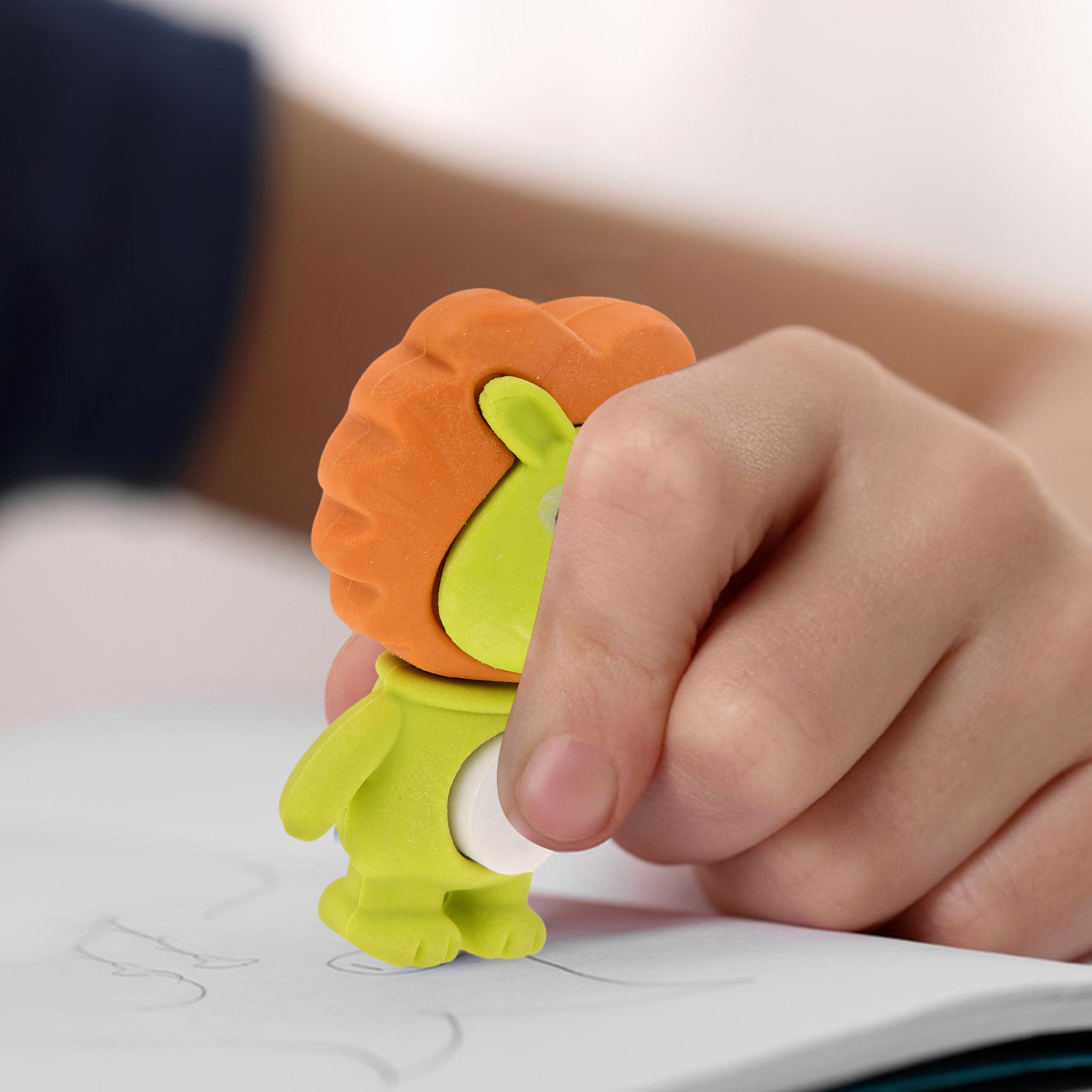 Lion Stationery & Office Supply(Kunshan)Co.Ltd - 18個入り 小さなライオン消しゴム かわいい3D動物消しゴム 子供用 かわいい漫画ライオン型 TPR