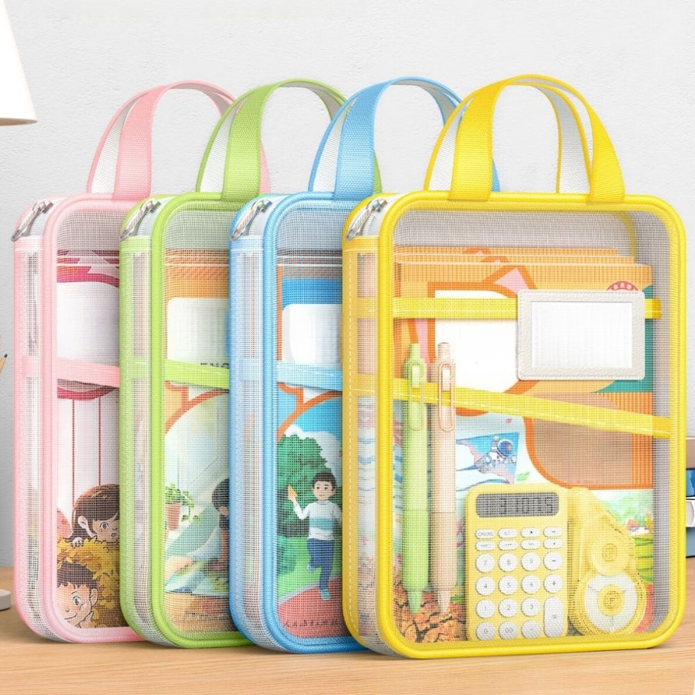 Stationery Supplier - メッシュ文具収納袋 3 層ポケットジッパー開閉テスト紙袋大容量 A4 サイズファイルオーガナイザー学用品