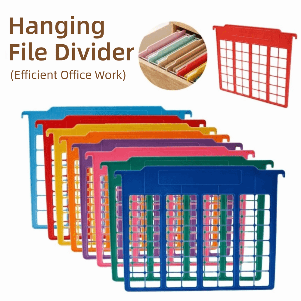 File Folder Hanging - 8個入り耐久性のあるプラスチック製吊り下げファイルディバイダー A4 多色吊り下げフォルダーセパレーター ファイルラック パーティション ドキュメント分類用