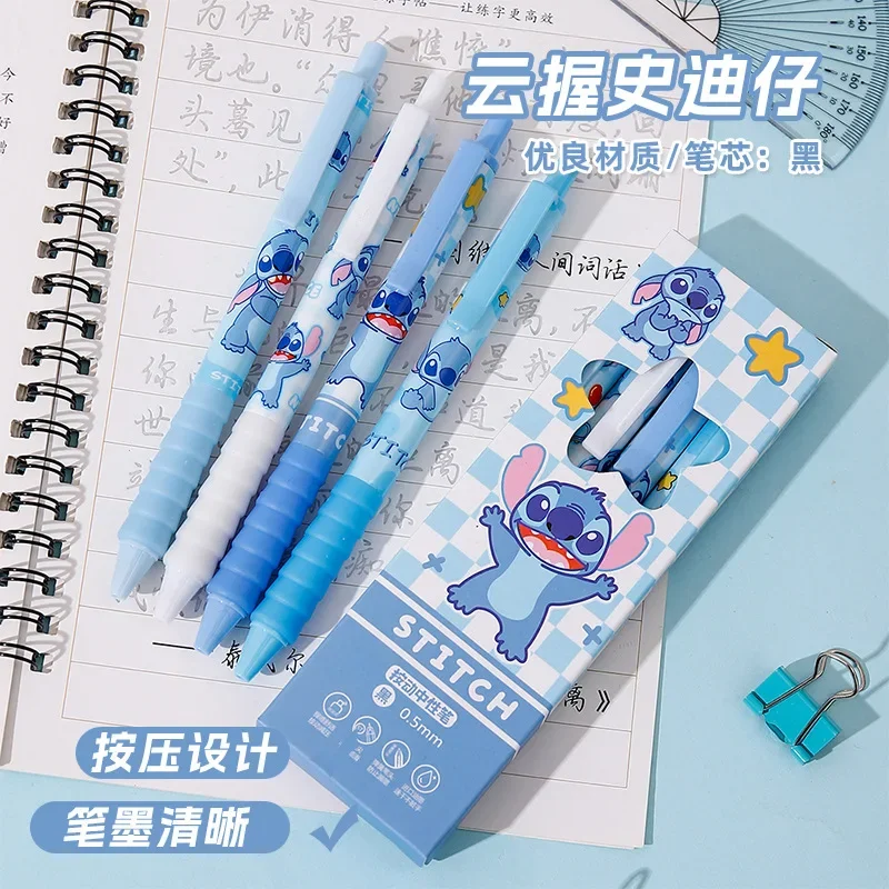 Stationery Office - Aniime スティッチス 高品質ニードルタイプゲルペン 4本セット ストレート液体ボールペン 文房具