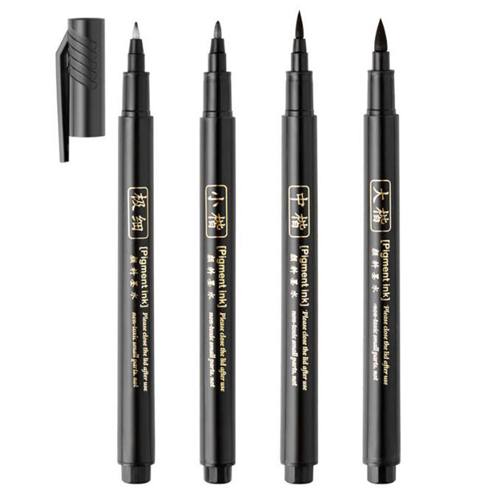Stationery Supplier - 4pc ブラシペン書道ペン中国語単語学習文具学生アート描画マーカーペン