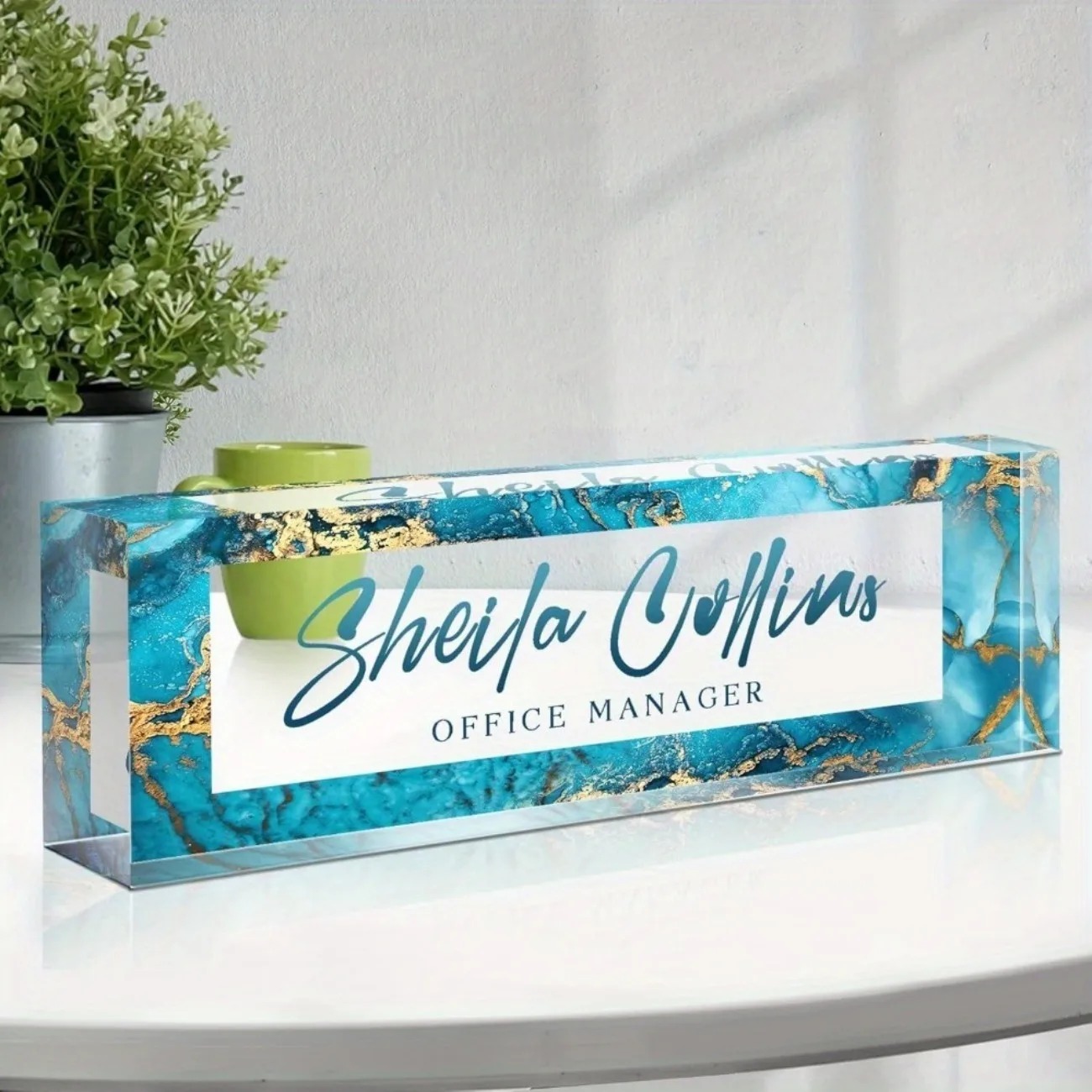 Desk Name Plate - [2Dフラット] 面白いカスタムアクリル製デスクネームプレート、パーソナライズされたオフィス装飾、従業員への感謝の贈り物、装飾用のみ