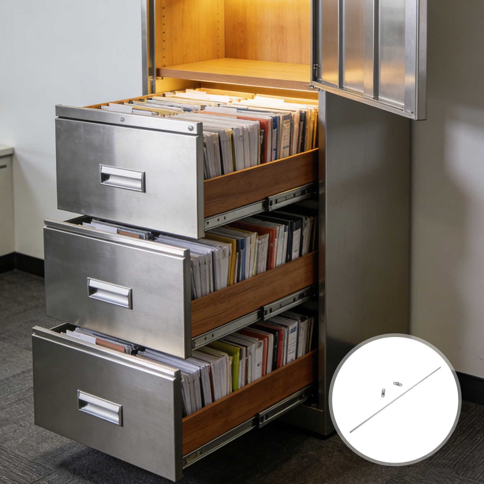 File Folder Hanging - 40cmステンレス製吊り下げ式ファイルフォルダーフレーム、頑丈なファイルキャビネット吊り下げレール、机の引き出し、キッチン、バスルームの収納用