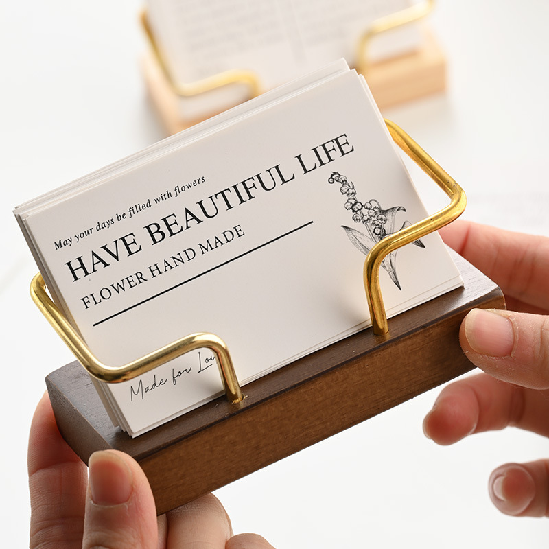 木製名刺ホルダー金属製デスクトップカードディスプレイスタンド - Desk Name Plate のレビューと価格
