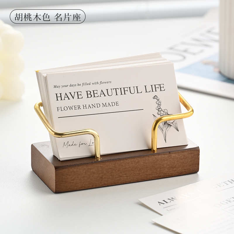 木製名刺ホルダー金属製デスクトップカードディスプレイスタンド - Desk Name Plate のレビューと価格