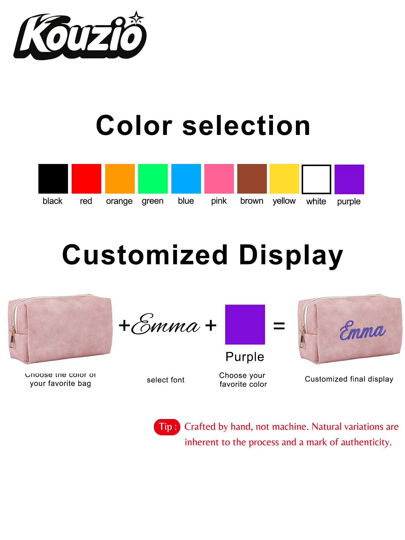 大きな正方形のフェイクスエード製カスタムテキスト刺繍ジッパー - Stationery Office のレビューと価格