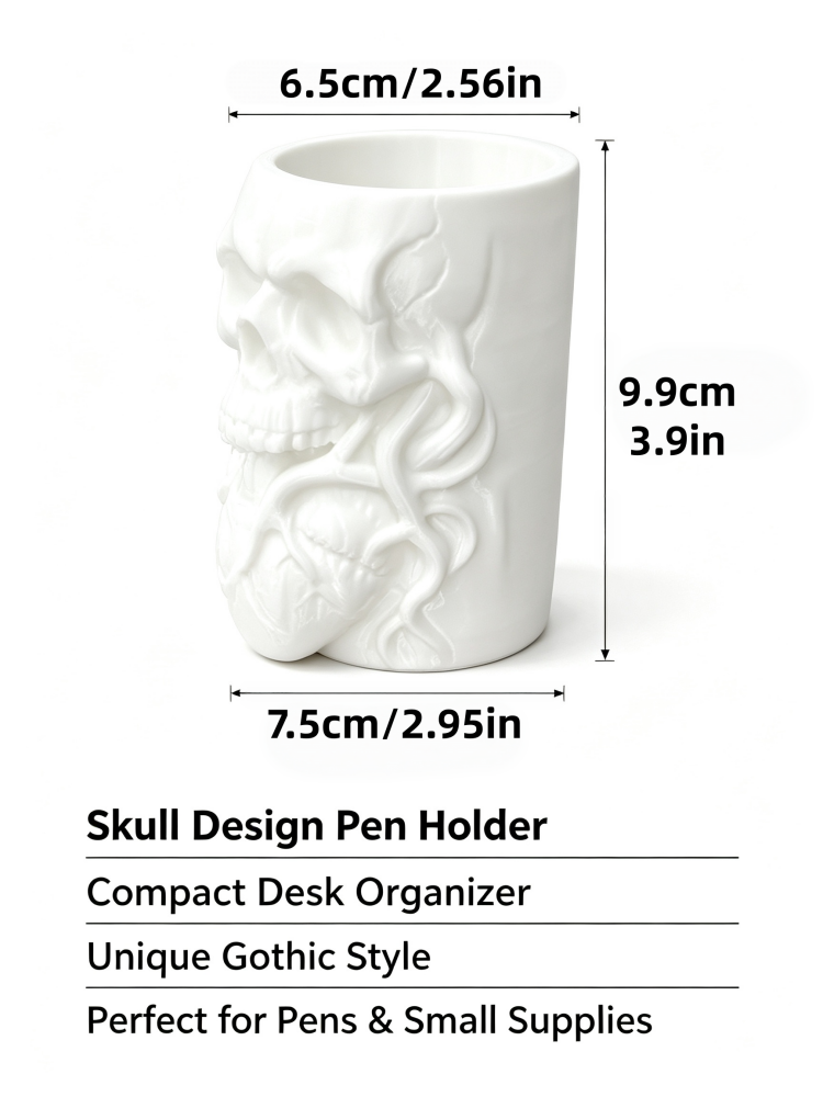 ダークな雰囲気のスカルハート型エンボス加工ペンホルダー、個性 - Stationery Office Supply Store のレビューと価格
